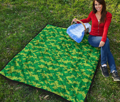 Green Digital Camo Pattern Print Quilt