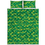 Green Digital Camo Pattern Print Quilt Bed Set