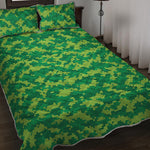 Green Digital Camo Pattern Print Quilt Bed Set
