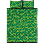 Green Digital Camo Pattern Print Quilt Bed Set