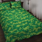 Green Digital Camo Pattern Print Quilt Bed Set