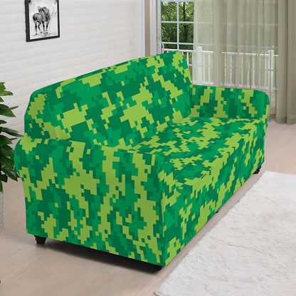 Green Digital Camo Pattern Print Sofa Cover