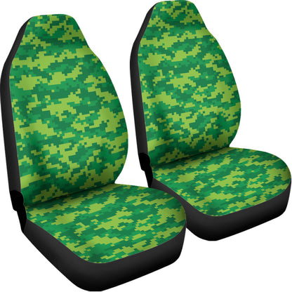 Green Digital Camo Pattern Print Universal Fit Car Seat Covers