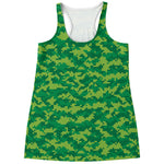 Green Digital Camo Pattern Print Women's Racerback Tank Top