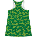Green Digital Camo Pattern Print Women's Racerback Tank Top