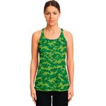 Green Digital Camo Pattern Print Women's Racerback Tank Top