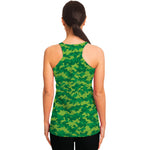 Green Digital Camo Pattern Print Women's Racerback Tank Top