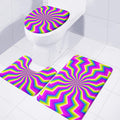 Green Dizzy Moving Optical Illusion 3 Piece Bath Mat Set