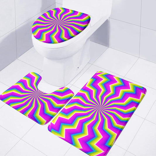 Green Dizzy Moving Optical Illusion 3 Piece Bath Mat Set