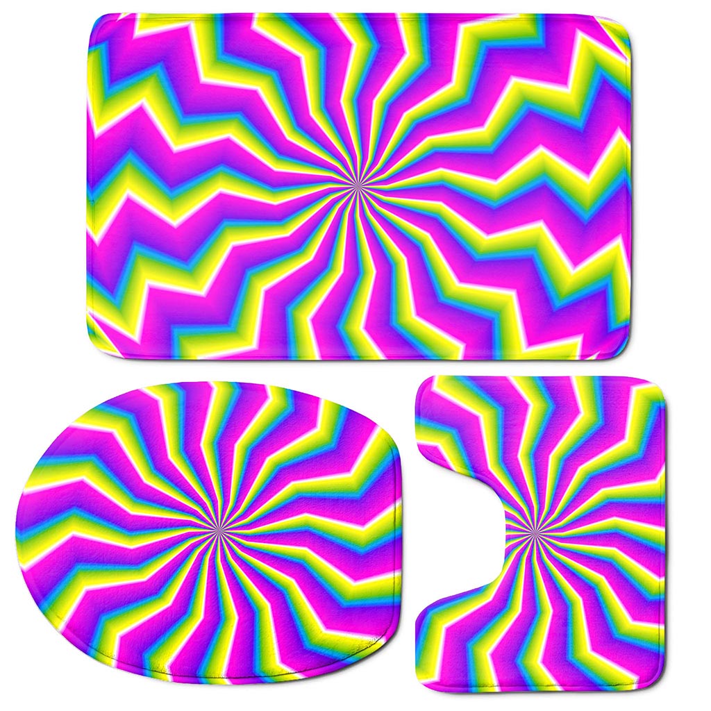 Green Dizzy Moving Optical Illusion 3 Piece Bath Mat Set
