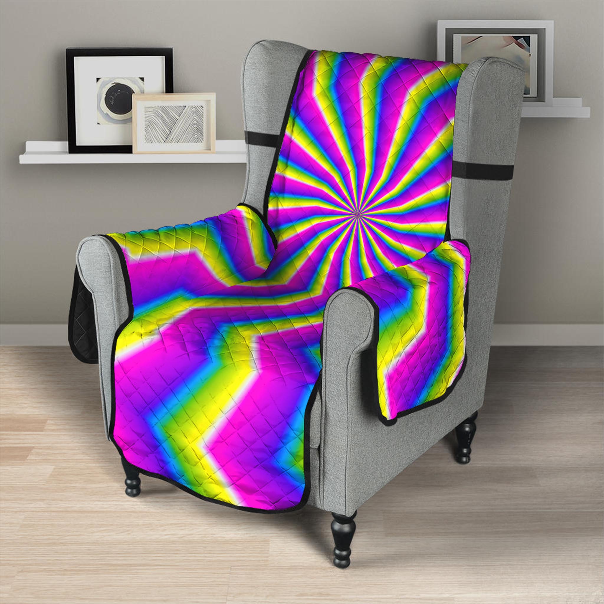 Green Dizzy Moving Optical Illusion Armchair Protector