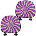 Green Dizzy Moving Optical Illusion Car Headrest Covers