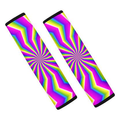 Green Dizzy Moving Optical Illusion Car Seat Belt Covers