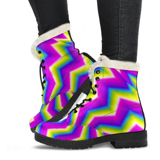 Green Dizzy Moving Optical Illusion Comfy Boots GearFrost