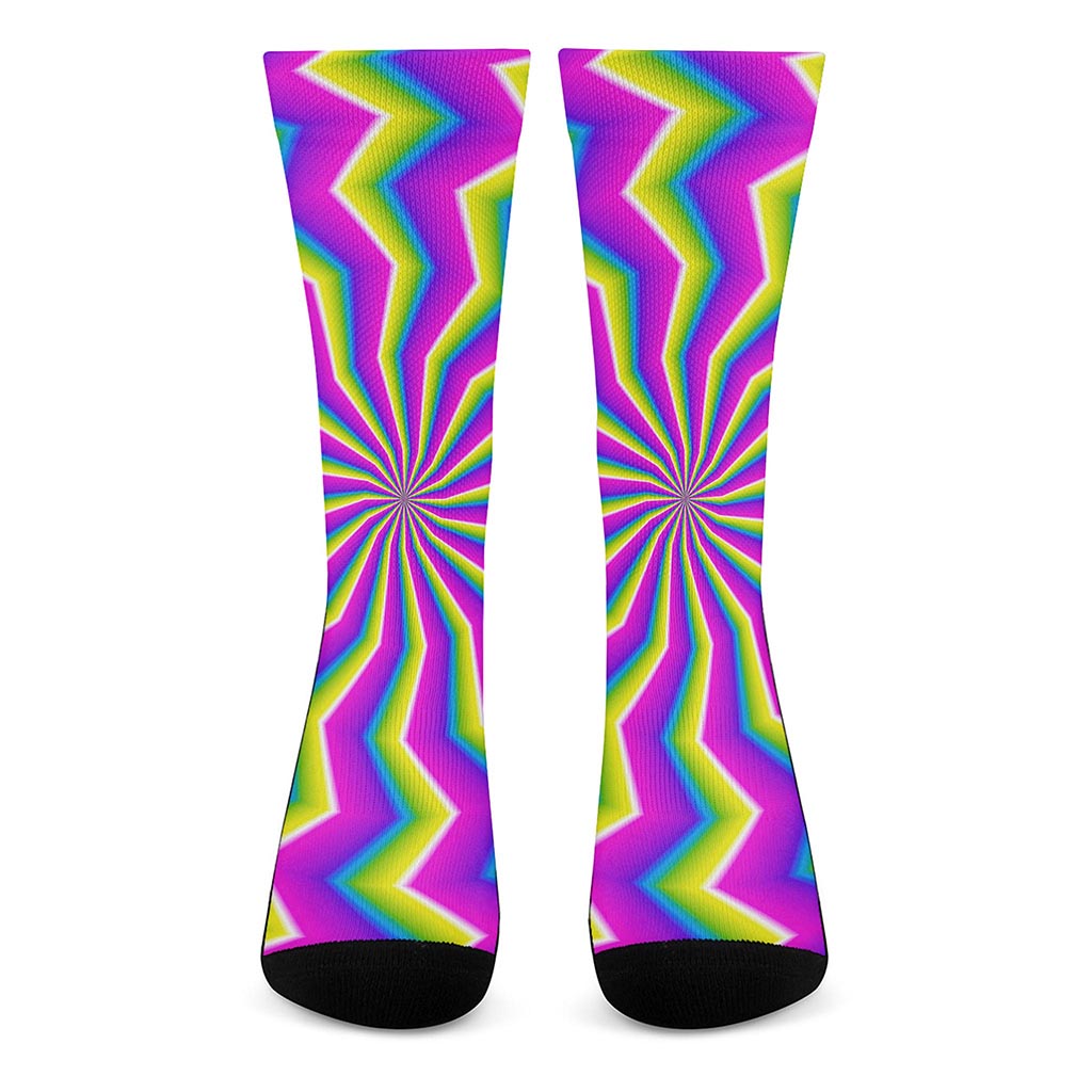 Green Dizzy Moving Optical Illusion Crew Socks