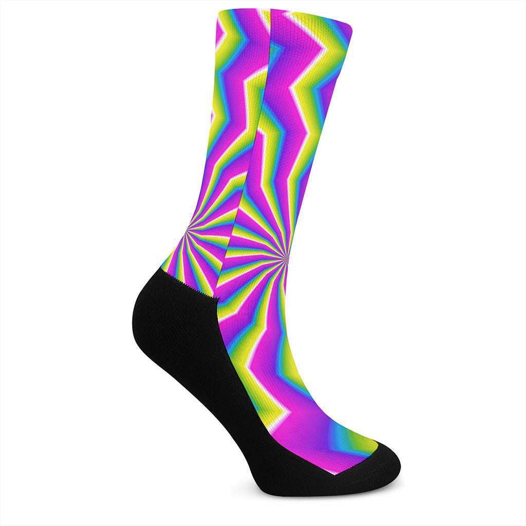 Green Dizzy Moving Optical Illusion Crew Socks