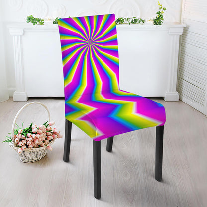 Green Dizzy Moving Optical Illusion Dining Chair Slipcover