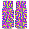 Green Dizzy Moving Optical Illusion Front and Back Car Floor Mats