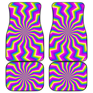 Green Dizzy Moving Optical Illusion Front and Back Car Floor Mats