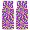 Green Dizzy Moving Optical Illusion Front and Back Car Floor Mats