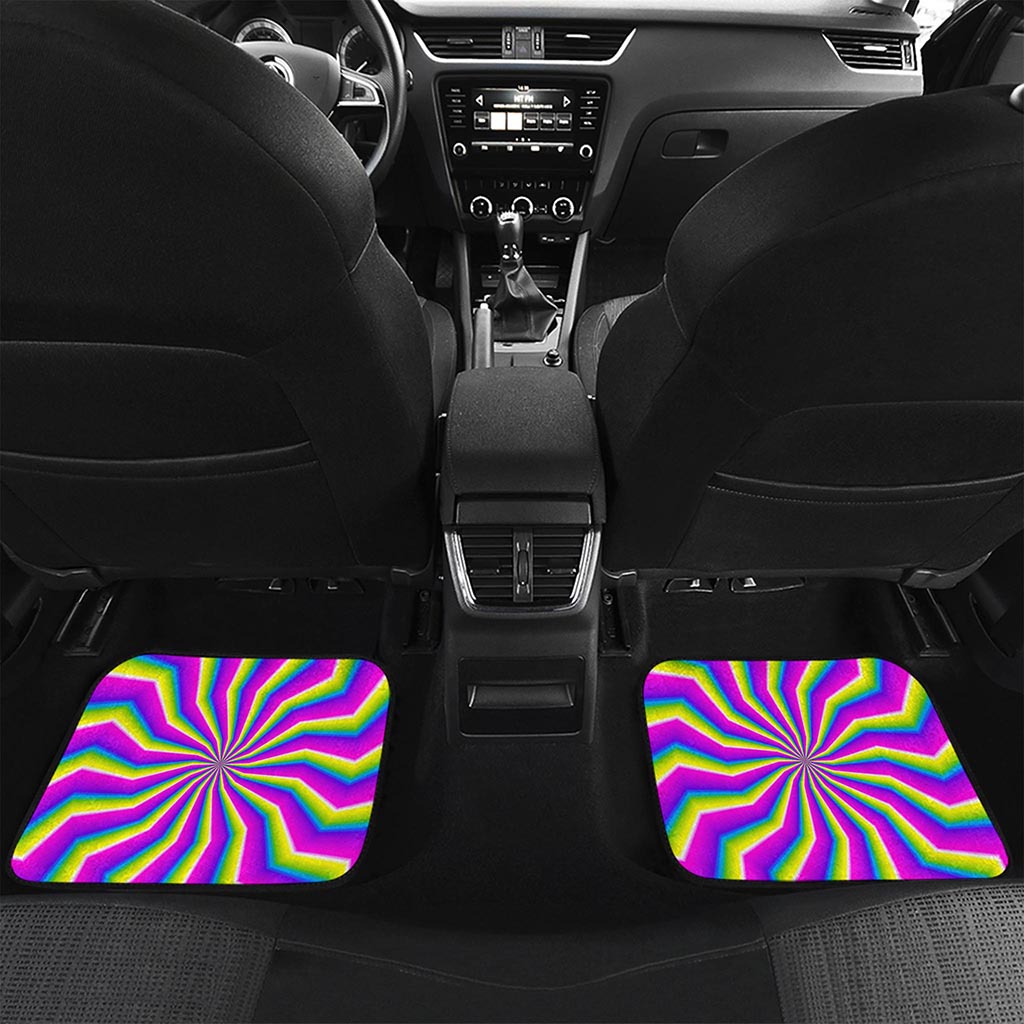 Green Dizzy Moving Optical Illusion Front and Back Car Floor Mats