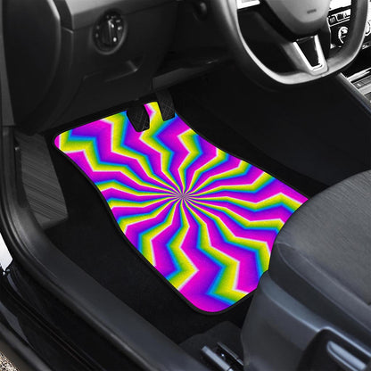 Green Dizzy Moving Optical Illusion Front and Back Car Floor Mats