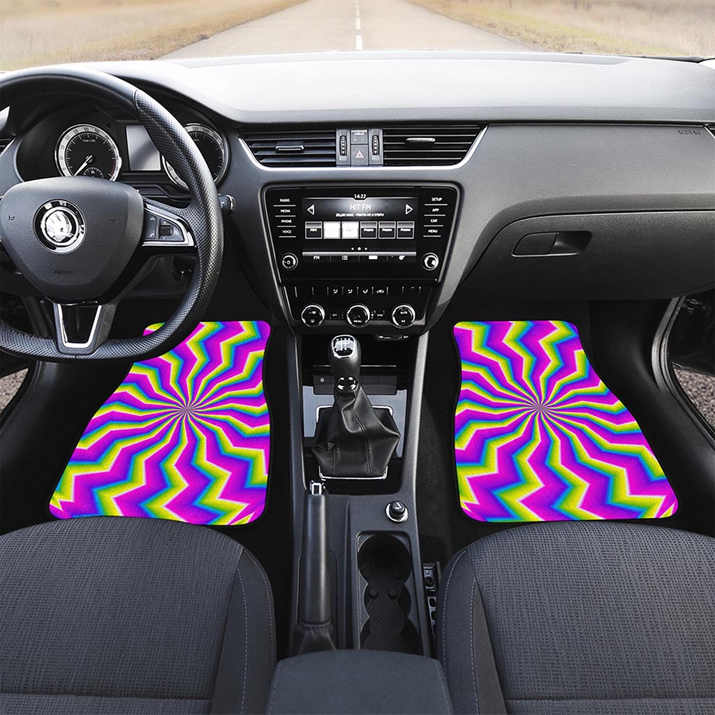 Green Dizzy Moving Optical Illusion Front Car Floor Mats