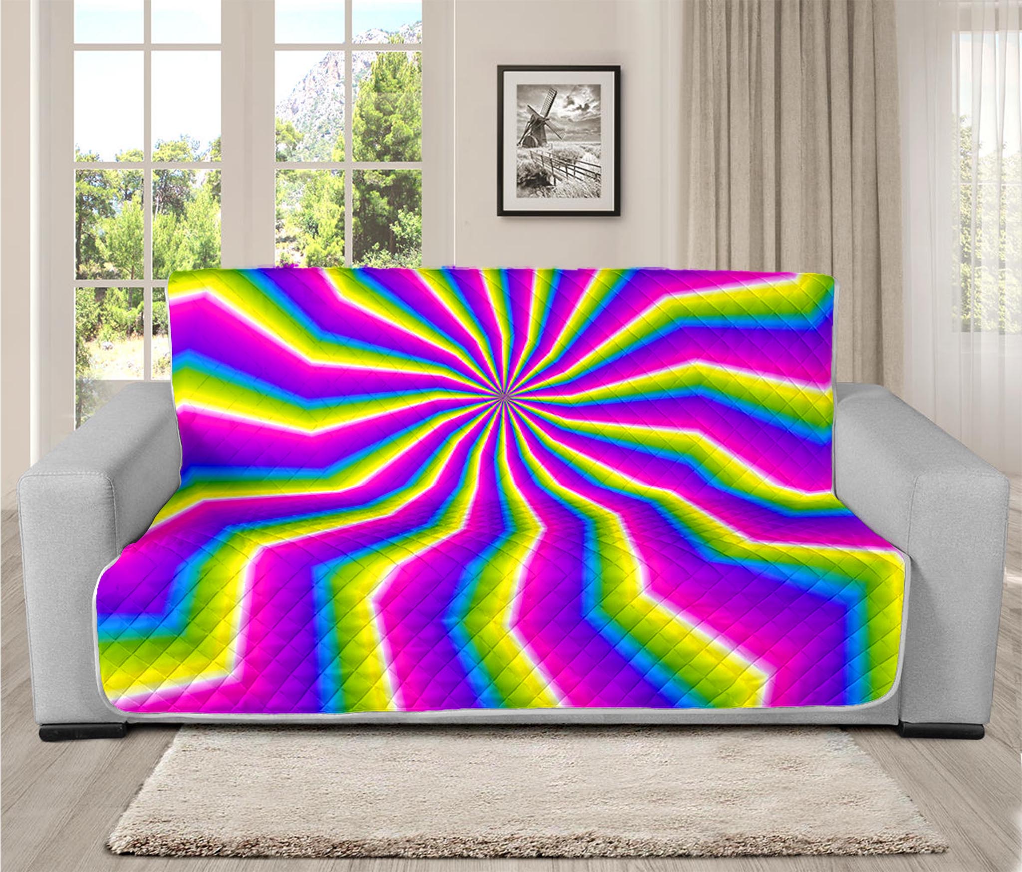 Green Dizzy Moving Optical Illusion Futon Protector