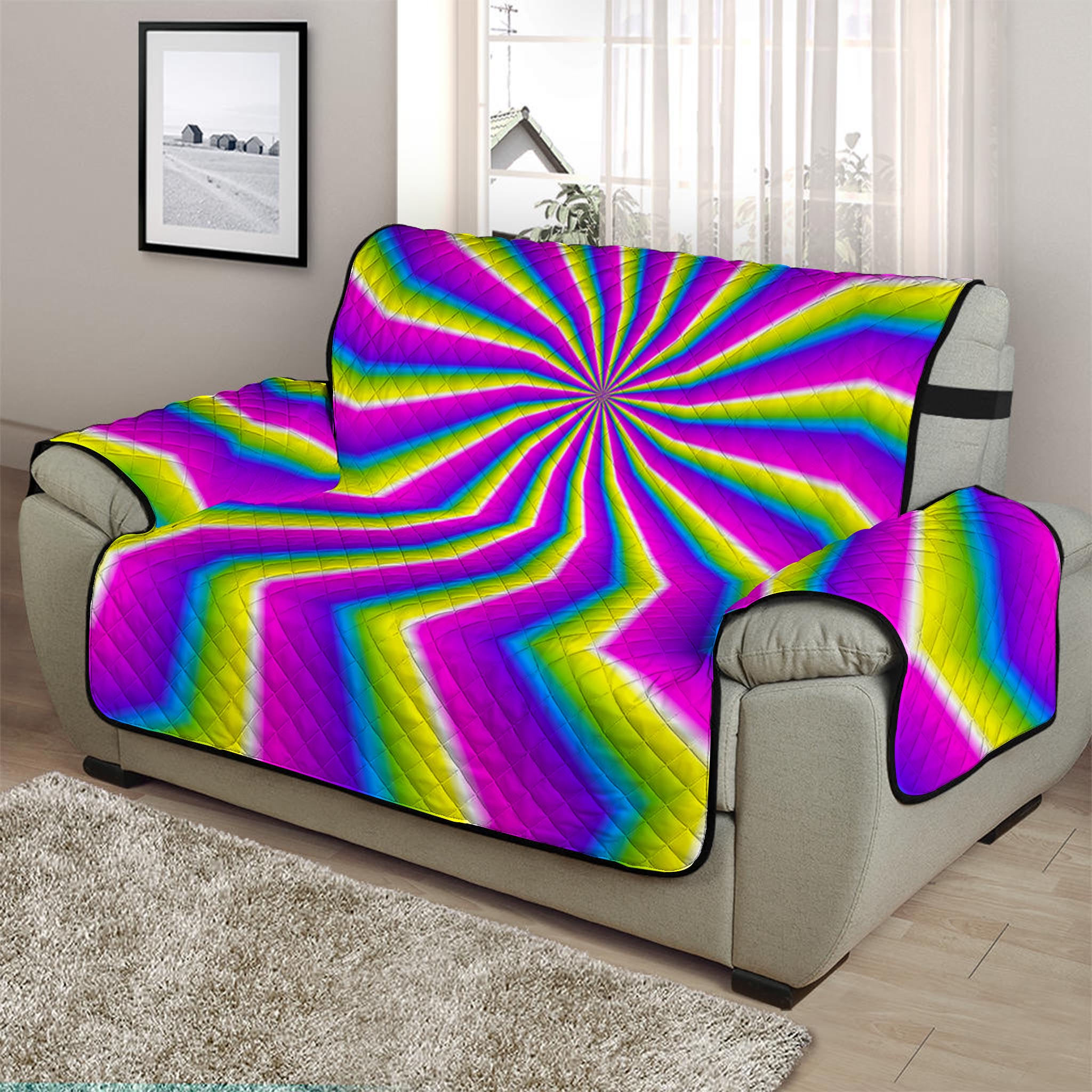 Green Dizzy Moving Optical Illusion Half Sofa Protector