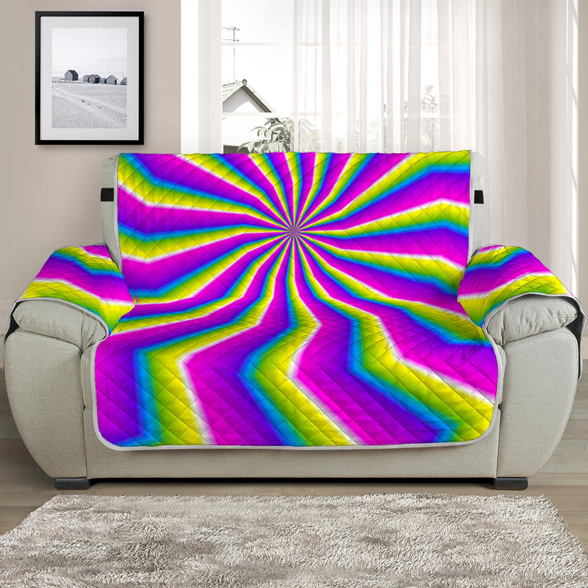 Green Dizzy Moving Optical Illusion Half Sofa Protector