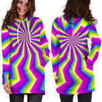 Green Dizzy Moving Optical Illusion Hoodie Dress GearFrost