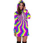 Green Dizzy Moving Optical Illusion Hoodie Dress GearFrost