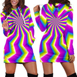 Green Dizzy Moving Optical Illusion Hoodie Dress GearFrost