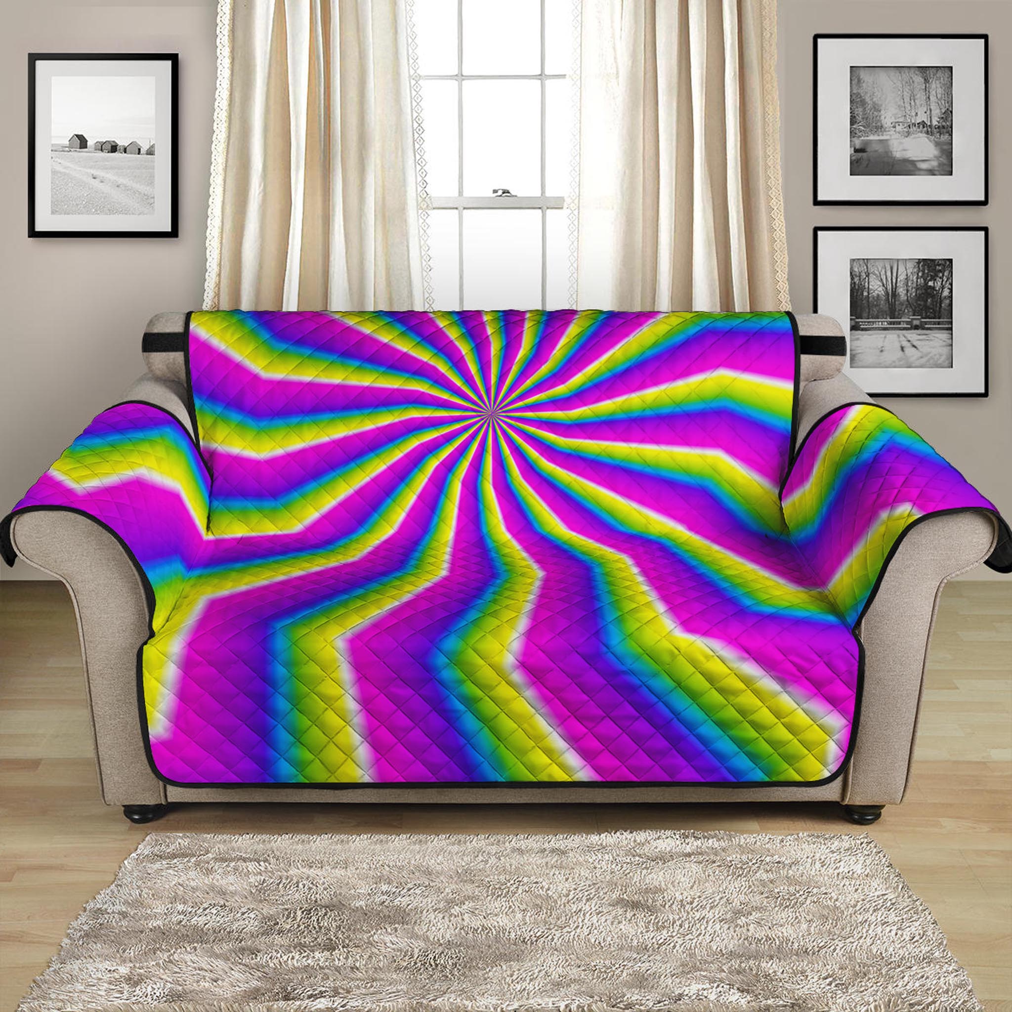 Green Dizzy Moving Optical Illusion Loveseat Protector