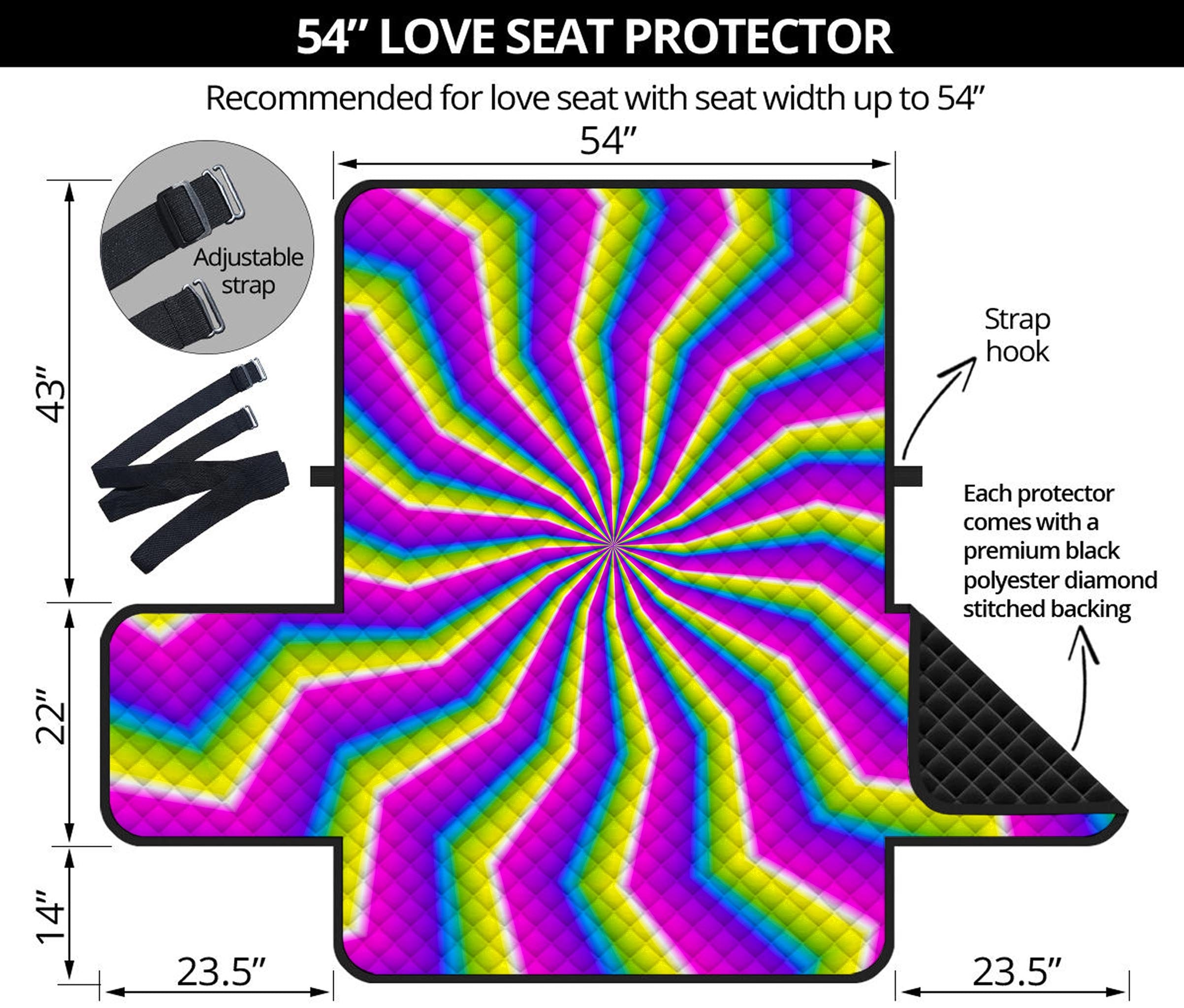 Green Dizzy Moving Optical Illusion Loveseat Protector