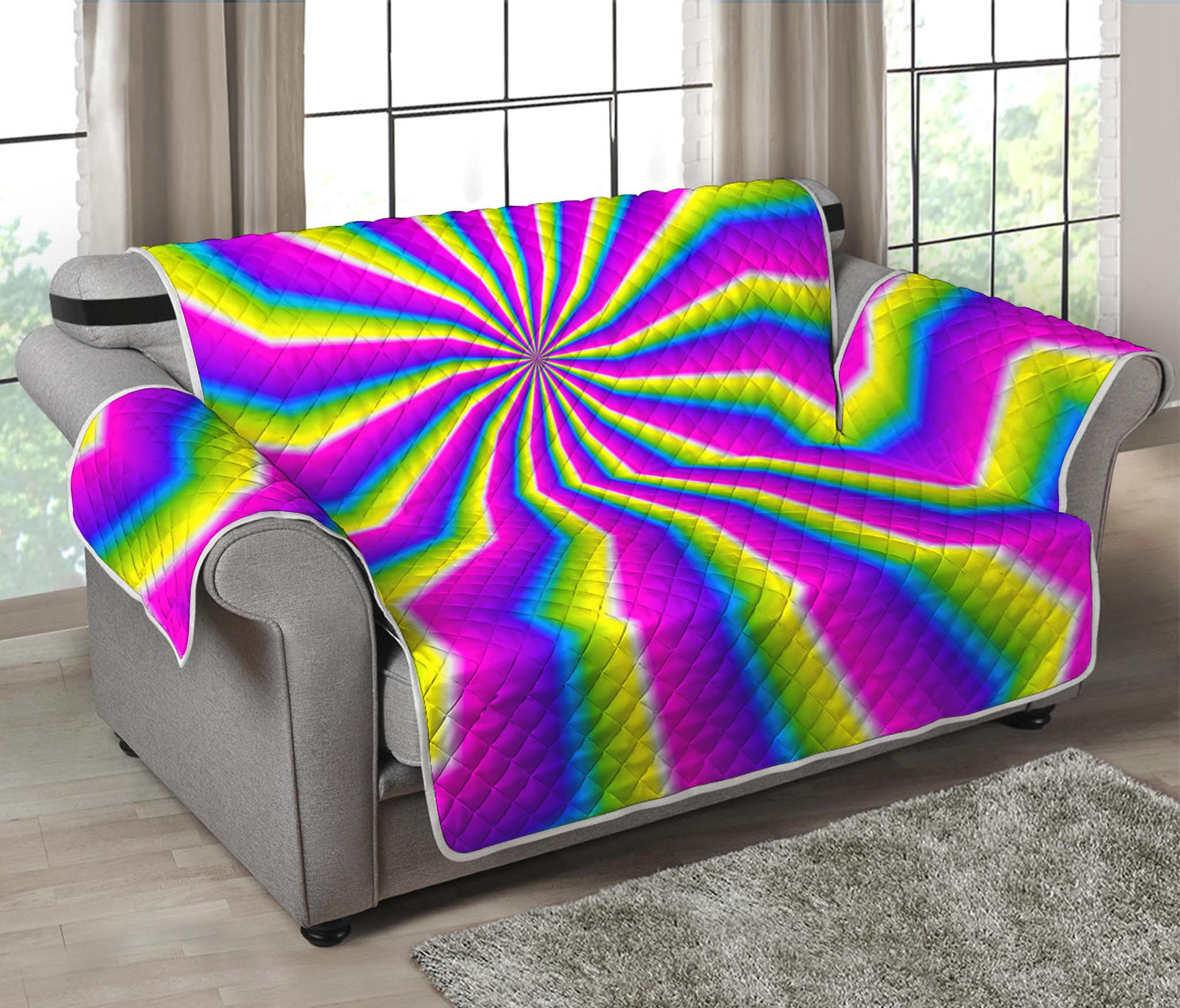 Green Dizzy Moving Optical Illusion Loveseat Protector