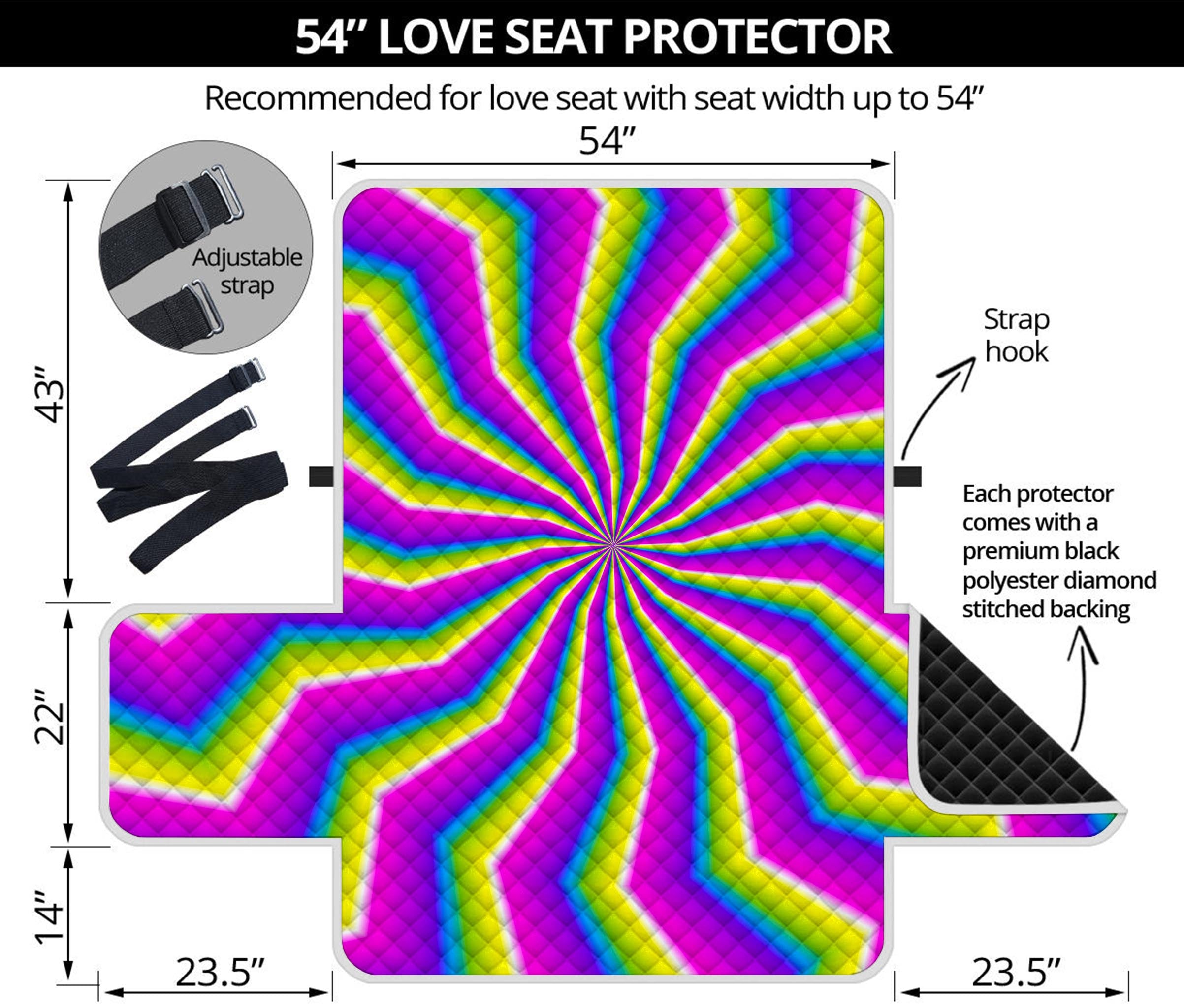 Green Dizzy Moving Optical Illusion Loveseat Protector