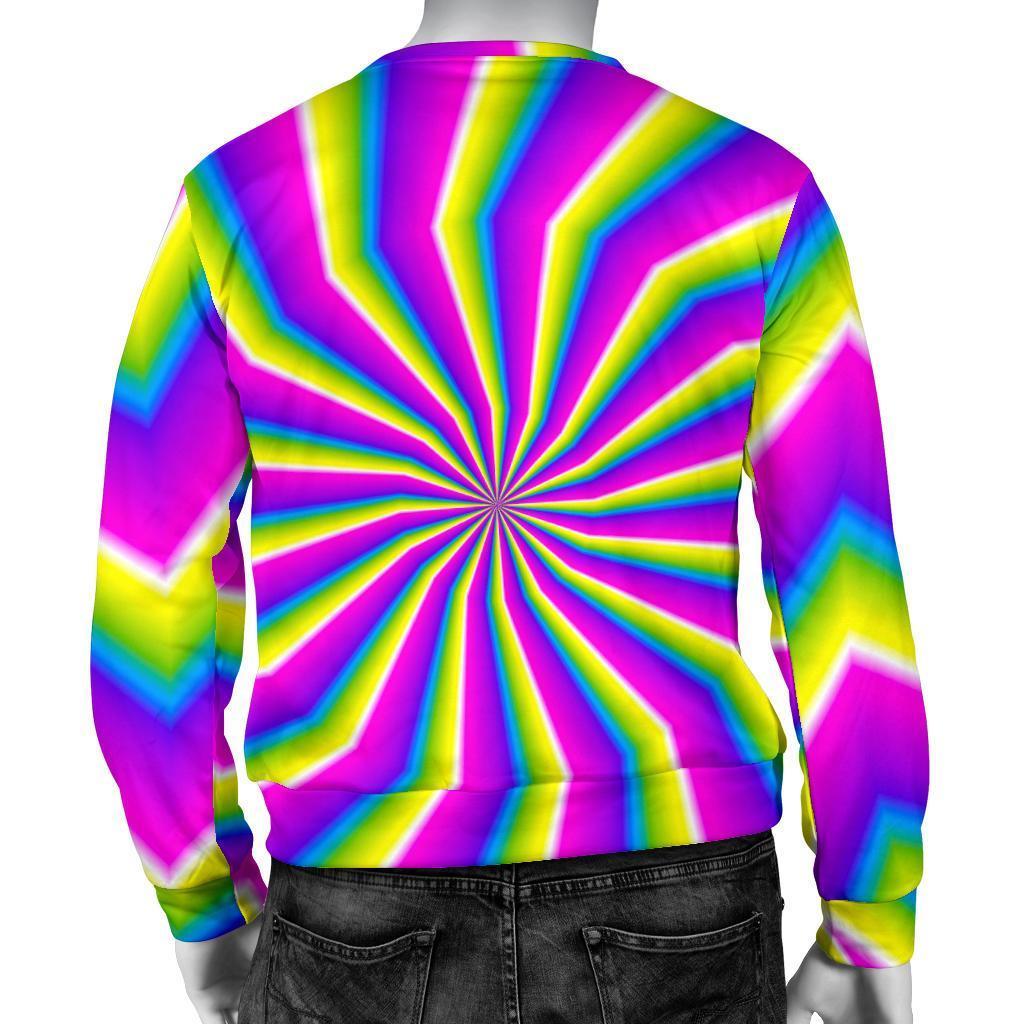 Green Dizzy Moving Optical Illusion Men's Crewneck Sweatshirt GearFrost