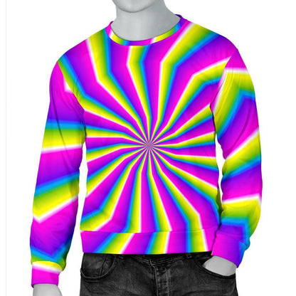 Green Dizzy Moving Optical Illusion Men's Crewneck Sweatshirt GearFrost