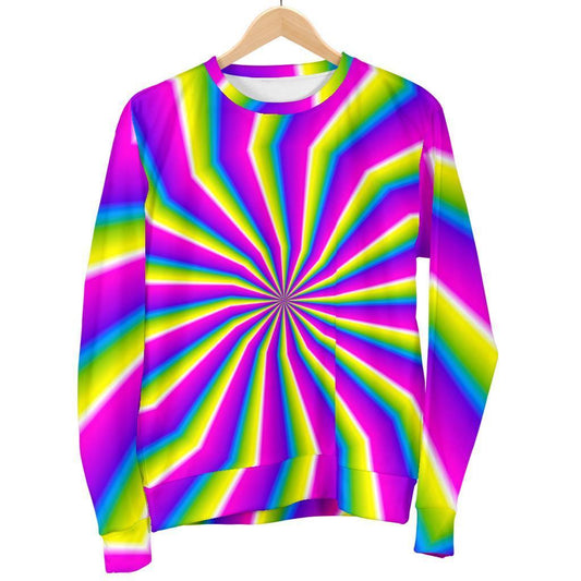Green Dizzy Moving Optical Illusion Men's Crewneck Sweatshirt GearFrost