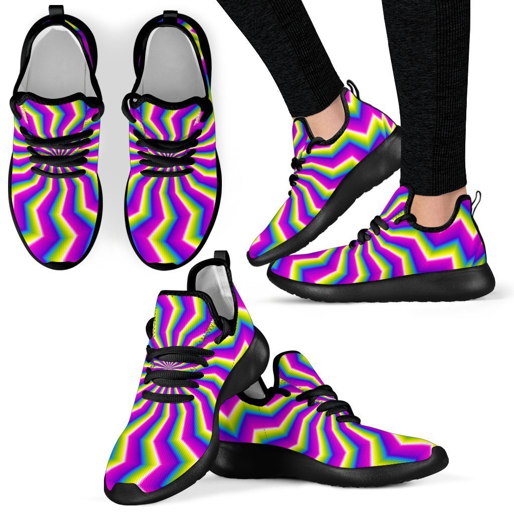 Green Dizzy Moving Optical Illusion Mesh Knit Shoes GearFrost