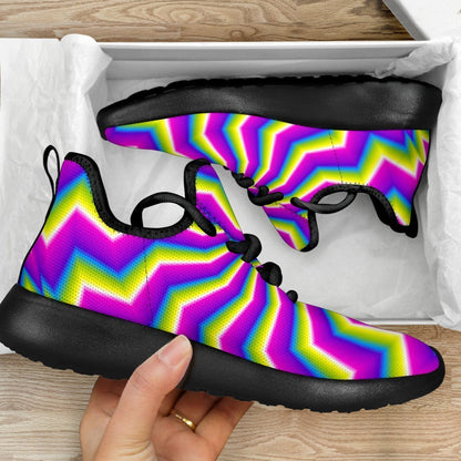 Green Dizzy Moving Optical Illusion Mesh Knit Shoes GearFrost