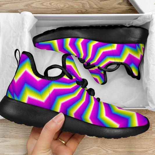Green Dizzy Moving Optical Illusion Mesh Knit Shoes GearFrost