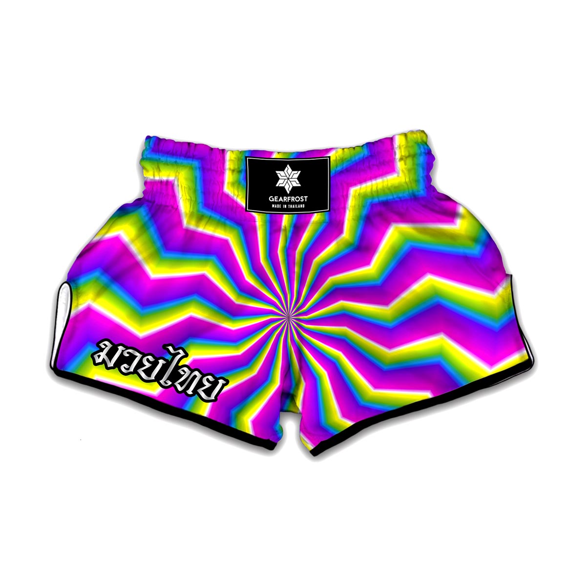 Green Dizzy Moving Optical Illusion Muay Thai Boxing Shorts
