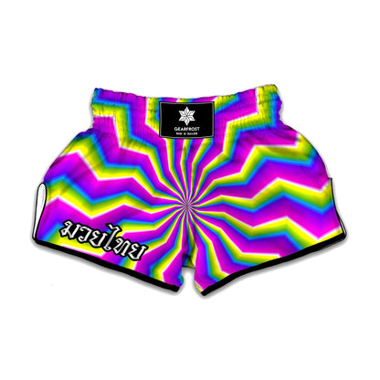 Green Dizzy Moving Optical Illusion Muay Thai Boxing Shorts