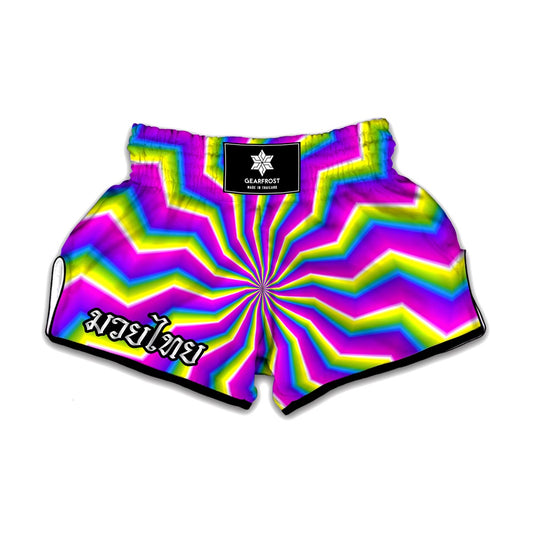 Green Dizzy Moving Optical Illusion Muay Thai Boxing Shorts