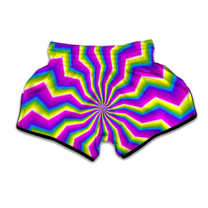 Green Dizzy Moving Optical Illusion Muay Thai Boxing Shorts