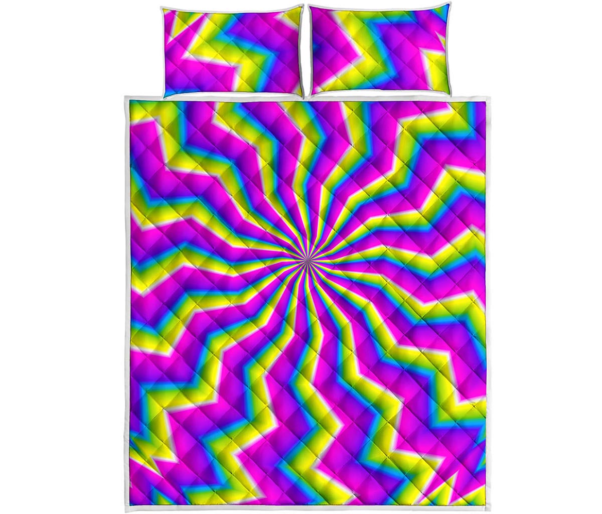 Green Dizzy Moving Optical Illusion Quilt Bed Set