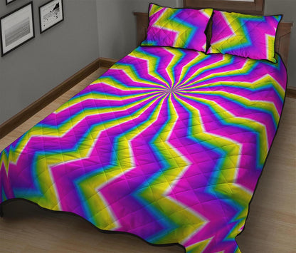 Green Dizzy Moving Optical Illusion Quilt Bed Set