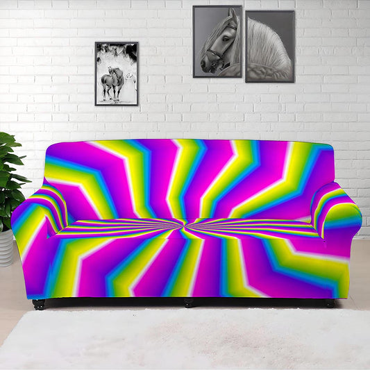 Green Dizzy Moving Optical Illusion Sofa Cover